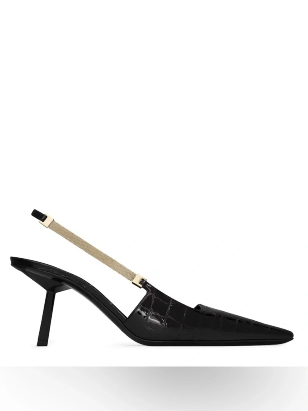 SAINT LAURENT Black Leather Aston Slingback Pumps 75 39 - Picture 1 of 9